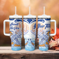 Hawaiki Nui Va'a Solo French Polynesia Tumbler With Handle Blue Color LT03 - Polynesian Pride