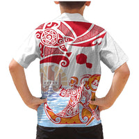 Hawaiki Nui Va'a Solo French Polynesia Family Matching Mermaid Dress and Hawaiian Shirt Red Color