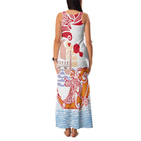Hawaiki Nui Va'a Solo French Polynesia Family Matching Tank Maxi Dress and Hawaiian Shirt Red Color