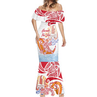 Hawaiki Nui Va'a Solo French Polynesia Mermaid Dress Red Color