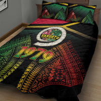 Vanuatu Constitution Day Quilt Bed Set Polynesian Tattoo and Pig Tusk Since 1979 LT03 - Polynesian Pride