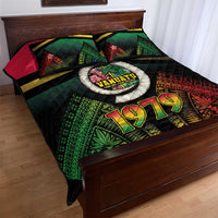 Vanuatu Constitution Day Quilt Bed Set Polynesian Tattoo and Pig Tusk Since 1979 LT03 - Polynesian Pride