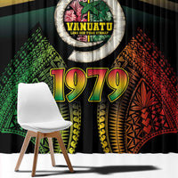 Vanuatu Constitution Day Window Curtain Polynesian Tattoo and Pig Tusk Since 1979