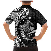 Aloha Hawaii Hammerhead Shark Family Matching Mermaid Dress and Hawaiian Shirt Black Kakau and Polynesian Tattoo LT03