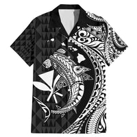 Aloha Hawaii Hammerhead Shark Family Matching Mermaid Dress and Hawaiian Shirt Black Kakau and Polynesian Tattoo LT03