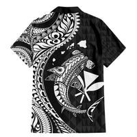 Aloha Hawaii Hammerhead Shark Family Matching Mermaid Dress and Hawaiian Shirt Black Kakau and Polynesian Tattoo LT03