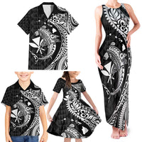 Aloha Hawaii Hammerhead Shark Family Matching Tank Maxi Dress and Hawaiian Shirt Black Kakau and Polynesian Tattoo LT03