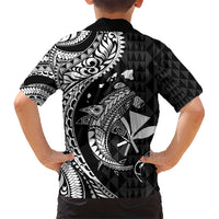 Aloha Hawaii Hammerhead Shark Hawaiian Shirt Black Kakau and Polynesian Tattoo LT03
