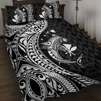 Aloha Hawaii Hammerhead Shark Quilt Bed Set Black Kakau and Polynesian Tattoo LT03
