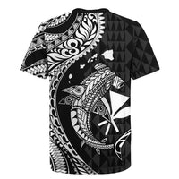 Aloha Hawaii Hammerhead Shark Rugby Jersey Black Kakau and Polynesian Tattoo LT03
