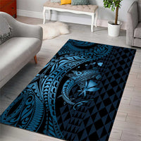 Aloha Hawaii Hammerhead Shark Area Rug Blue Kakau and Polynesian Tattoo LT03 - Polynesian Pride