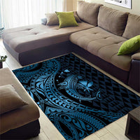 Aloha Hawaii Hammerhead Shark Area Rug Blue Kakau and Polynesian Tattoo LT03 - Polynesian Pride