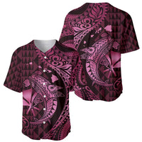 Aloha Hawaii Hammerhead Shark Baseball Jersey Pink Kakau and Polynesian Tattoo LT03 - Polynesian Pride