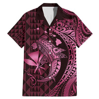 Aloha Hawaii Hammerhead Shark Family Matching Mermaid Dress and Hawaiian Shirt Pink Kakau and Polynesian Tattoo LT03