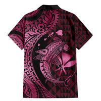Aloha Hawaii Hammerhead Shark Family Matching Mermaid Dress and Hawaiian Shirt Pink Kakau and Polynesian Tattoo LT03