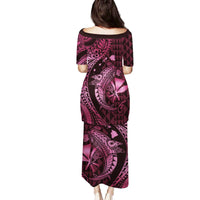 Aloha Hawaii Hammerhead Shark Family Matching Puletasi and Hawaiian Shirt Pink Kakau and Polynesian Tattoo LT03