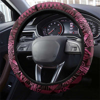 Aloha Hawaii Hammerhead Shark Steering Wheel Cover Pink Kakau and Polynesian Tattoo LT03