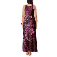 Aloha Hawaii Hammerhead Shark Tank Maxi Dress Pink Kakau and Polynesian Tattoo LT03