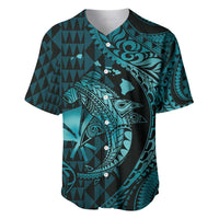 Aloha Hawaii Hammerhead Shark Baseball Jersey Turquoise Kakau and Polynesian Tattoo LT03 Turquoise - Polynesian Pride