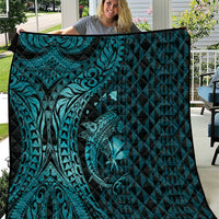 Aloha Hawaii Hammerhead Shark Quilt Turquoise Kakau and Polynesian Tattoo LT03