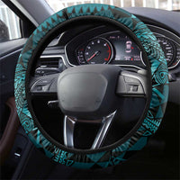 Aloha Hawaii Hammerhead Shark Steering Wheel Cover Turquoise Kakau and Polynesian Tattoo LT03