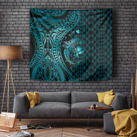 Aloha Hawaii Hammerhead Shark Tapestry Turquoise Kakau and Polynesian Tattoo LT03 - Polynesian Pride
