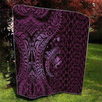 Aloha Hawaii Hammerhead Shark Quilt Purple Kakau and Polynesian Tattoo LT03