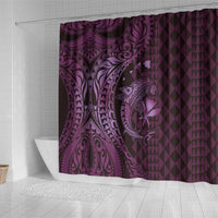 Aloha Hawaii Hammerhead Shark Shower Curtain Purple Kakau and Polynesian Tattoo LT03