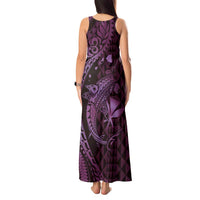 Aloha Hawaii Hammerhead Shark Tank Maxi Dress Purple Kakau and Polynesian Tattoo LT03