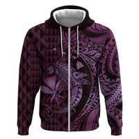 Aloha Hawaii Hammerhead Shark Zip Hoodie Purple Kakau and Polynesian Tattoo LT03