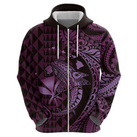 Aloha Hawaii Hammerhead Shark Zip Hoodie Purple Kakau and Polynesian Tattoo LT03