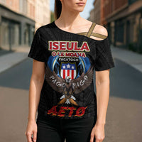 American Samoa Fautasi Cross Shoulder Shirt Pago Pago Aeto and Iseula o le Moana of Fagatogo Black Color - Polynesian Pride