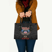 American Samoa Fautasi Leather Bag Pago Pago Aeto and Iseula o le Moana of Fagatogo Black Color - Polynesian Pride