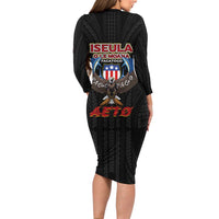American Samoa Fautasi Long Sleeve Bodycon Dress Pago Pago Aeto and Iseula o le Moana of Fagatogo Black Color - Polynesian Pride