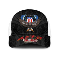 American Samoa Fautasi Mesh Trucker Cap Pago Pago Aeto and Iseula o le Moana of Fagatogo Black Color LT03 One Size White Black - Polynesian Pride