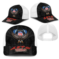 American Samoa Fautasi Mesh Trucker Cap Pago Pago Aeto and Iseula o le Moana of Fagatogo Black Color LT03 - Polynesian Pride