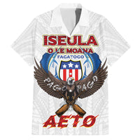 American Samoa Fautasi Family Matching Off The Shoulder Long Sleeve Dress and Hawaiian Shirt Pago Pago Aeto and Iseula o le Moana of Fagatogo White Color - Polynesian Pride