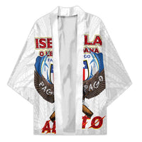 American Samoa Fautasi Kimono Pago Pago Aeto and Iseula o le Moana of Fagatogo White Color - Polynesian Pride