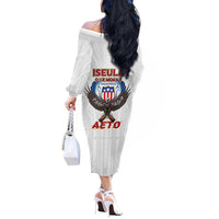 American Samoa Fautasi Off The Shoulder Long Sleeve Dress Pago Pago Aeto and Iseula o le Moana of Fagatogo White Color - Polynesian Pride