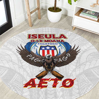 American Samoa Fautasi Round Carpet Pago Pago Aeto and Iseula o le Moana of Fagatogo White Color - Polynesian Pride