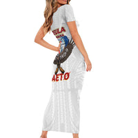 American Samoa Fautasi Short Sleeve Bodycon Dress Pago Pago Aeto and Iseula o le Moana of Fagatogo White Color - Polynesian Pride