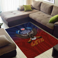 American Samoa Fautasi Area Rug Pago Pago Aeto and Iseula o le Moana of Fagatogo Red-Blue - Polynesian Pride