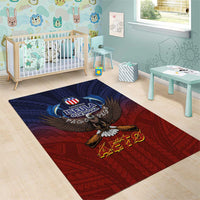 American Samoa Fautasi Area Rug Pago Pago Aeto and Iseula o le Moana of Fagatogo Red-Blue - Polynesian Pride