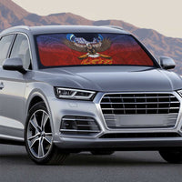 American Samoa Fautasi Auto Sun Shade Pago Pago Aeto and Iseula o le Moana of Fagatogo Red-Blue - Polynesian Pride