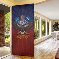 American Samoa Fautasi Door Cover Pago Pago Aeto and Iseula o le Moana of Fagatogo Red-Blue - Polynesian Pride