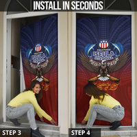 American Samoa Fautasi Door Cover Pago Pago Aeto and Iseula o le Moana of Fagatogo Red-Blue - Polynesian Pride