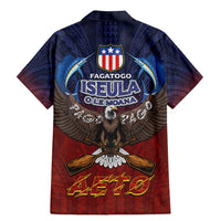 American Samoa Fautasi Family Matching Mermaid Dress and Hawaiian Shirt Pago Pago Aeto and Iseula o le Moana of Fagatogo Red-Blue - Polynesian Pride