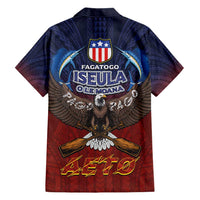 American Samoa Fautasi Hawaiian Shirt Pago Pago Aeto and Iseula o le Moana of Fagatogo Red-Blue - Polynesian Pride
