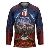 American Samoa Fautasi Hockey Jersey Pago Pago Aeto and Iseula o le Moana of Fagatogo Red-Blue - Polynesian Pride