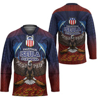 American Samoa Fautasi Hockey Jersey Pago Pago Aeto and Iseula o le Moana of Fagatogo Red-Blue - Polynesian Pride